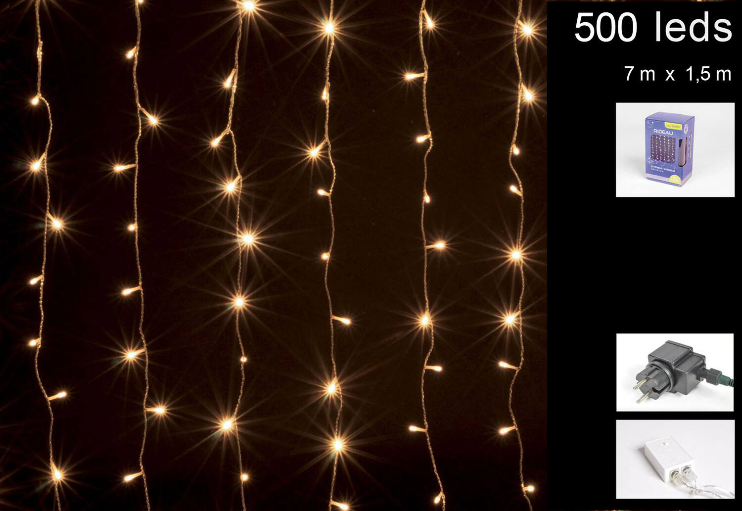 Rideau lumineux 500 LED blanc chaud 7x1,50m - CHRISTMAS DREAM