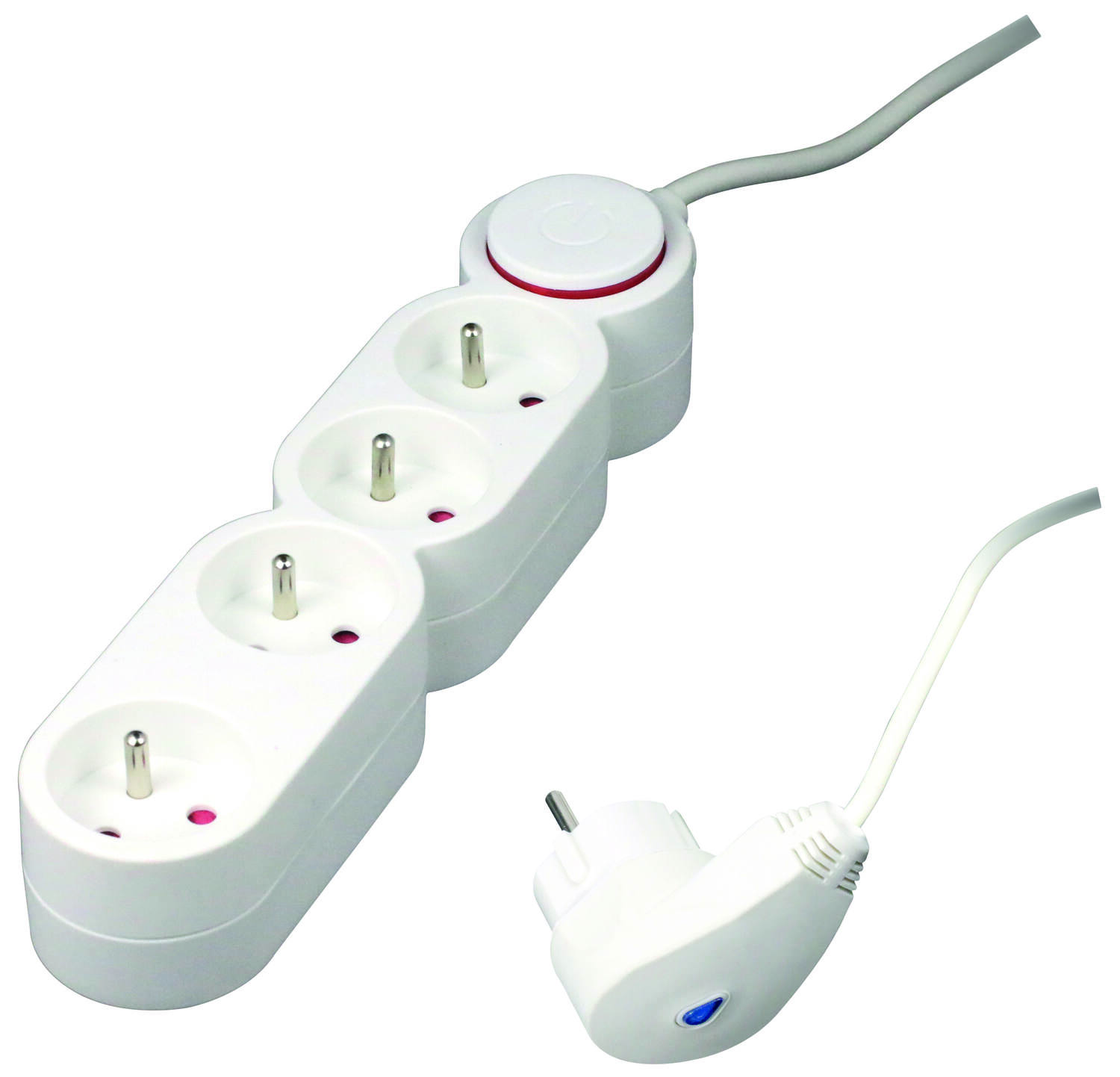 Bloc multiprise 4 prises blanc avec fiche parafoudre - ZENITECH