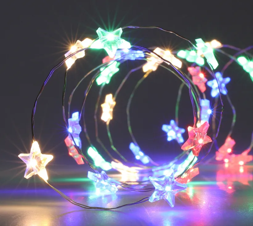 Guirlande fil argent étoile multi couleur