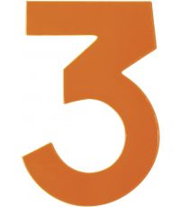 Chiffre "3" PVC adhésif orange hauteur 8 cm