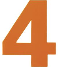Chiffre "4" PVC adhésif orange hauteur 8 cm