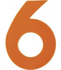 Chiffre "6" PVC adhésif orange hauteur 8 cm