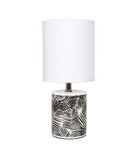 Lampe Cylindrique Céramique FEUILLAGE JUNGLE Black & White - OSTARIA