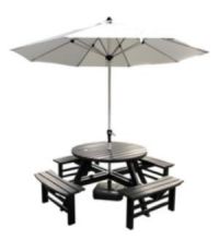 Ensemble table pique-nique avec parasol Black Polywood
